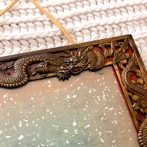 🐉Vintage MCM Mid Century Modern Brass Hanging Dragon Frame Wall Art Decor🐉 - Picture 5 of 16